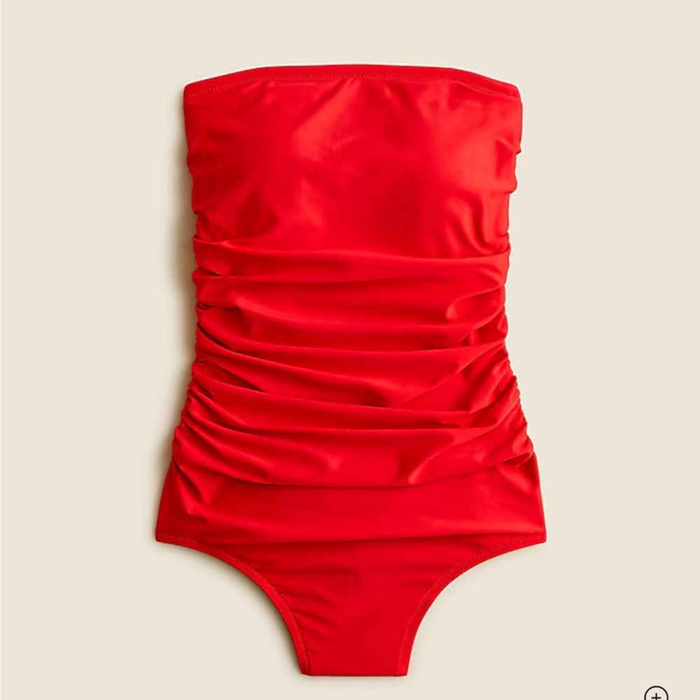 JCrew Gemma ruched bandeau one-piece 10 Red